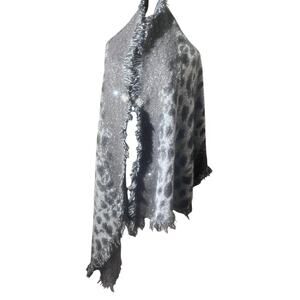 International Concepts Gray Animal Print Scarf/Ruana OSFM Sequins NWT
